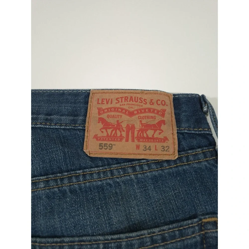 Levis 559 Relaxed Fit Jeans Mens 34x32 Blue Medium Wash Straight Leg Denim Pants